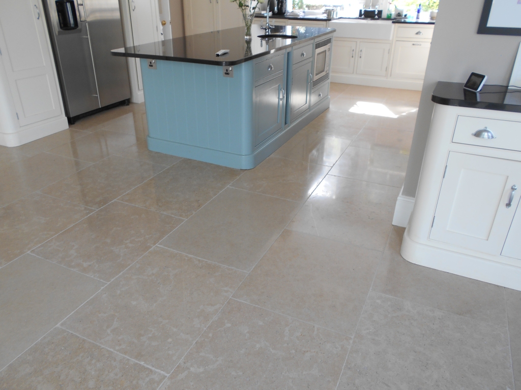 nice limestone kitchen tiles honed and polished creating a nice shine